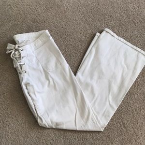 White Stretchy tie pants size 12